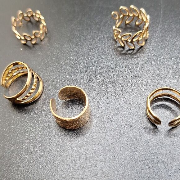 5 piece set of gold ear cuffs no piercing earrings boho jewelry hair accessories - Picture 4 of 7